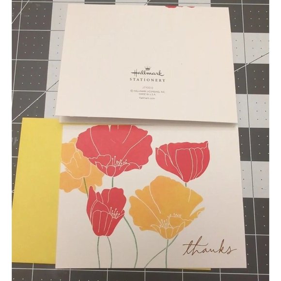 Hallmark Stationary 12 Thank You Cards w/ Envelopes Colorful Poppies‎ ~NEW - Picture 5 of 6